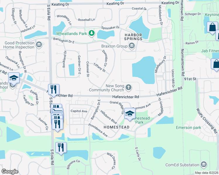 map of restaurants, bars, coffee shops, grocery stores, and more near 2731 Cavalcade Court in Aurora