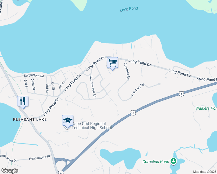 map of restaurants, bars, coffee shops, grocery stores, and more near 130b Cottonwood Road in Harwich