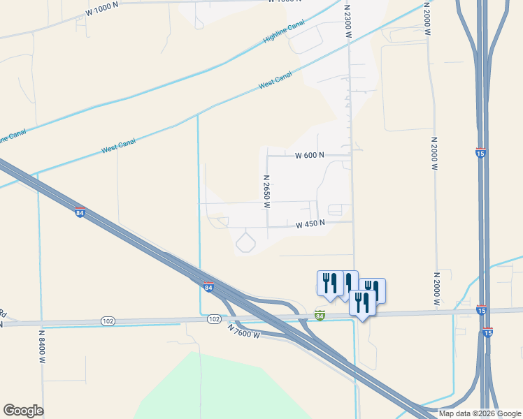 map of restaurants, bars, coffee shops, grocery stores, and more near 517 North 2650 West in Tremonton