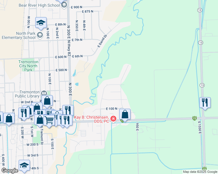 map of restaurants, bars, coffee shops, grocery stores, and more near 645 East 3rd North in Tremonton