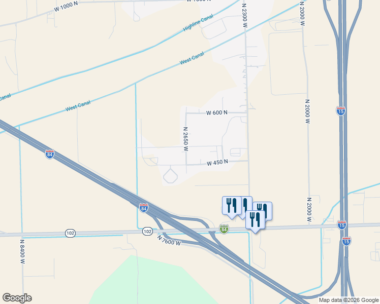 map of restaurants, bars, coffee shops, grocery stores, and more near 517 North 2650 West in Tremonton