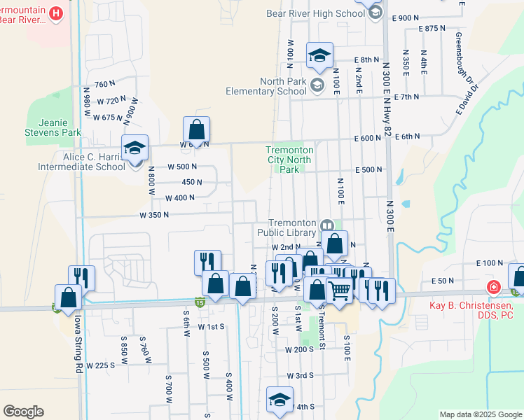 map of restaurants, bars, coffee shops, grocery stores, and more near 360 North 270 West in Tremonton