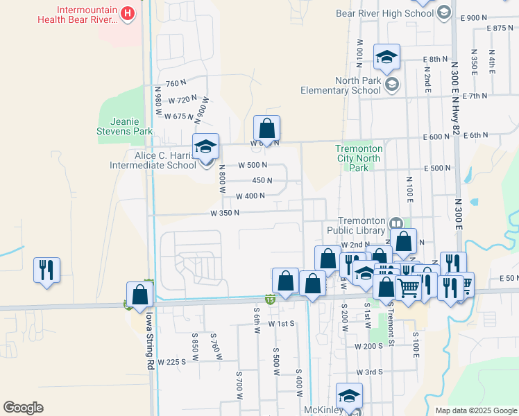 map of restaurants, bars, coffee shops, grocery stores, and more near 670 West 400 North in Tremonton