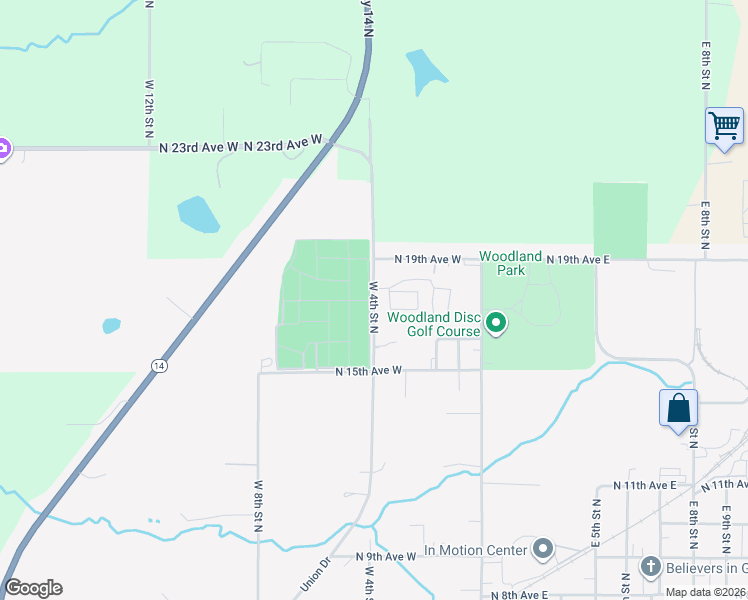 map of restaurants, bars, coffee shops, grocery stores, and more near 319 North 19th Avenue West in Newton