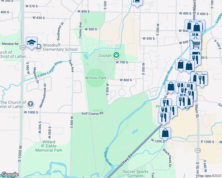 map of restaurants, bars, coffee shops, grocery stores, and more near 46 West 800 South in Logan
