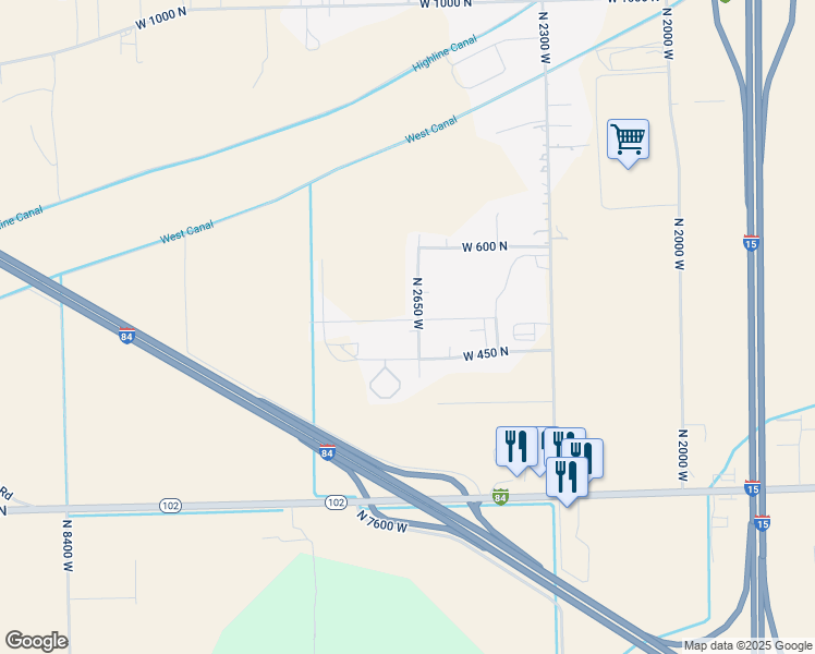 map of restaurants, bars, coffee shops, grocery stores, and more near 517 North 2650 West in Tremonton