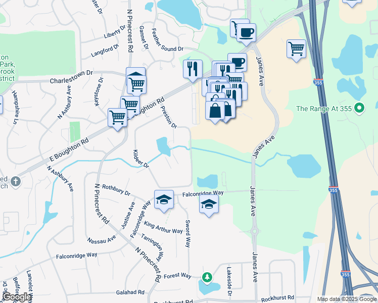 map of restaurants, bars, coffee shops, grocery stores, and more near 510 Preston Drive in Bolingbrook