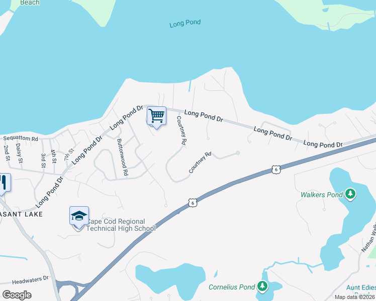 map of restaurants, bars, coffee shops, grocery stores, and more near 26 Courtney Road in Harwich
