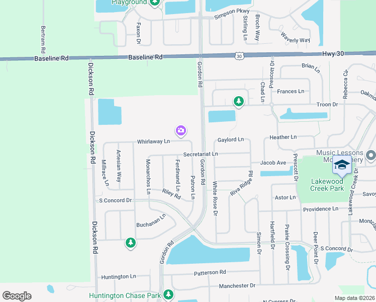 map of restaurants, bars, coffee shops, grocery stores, and more near 3120 Secretariat Lane in Montgomery