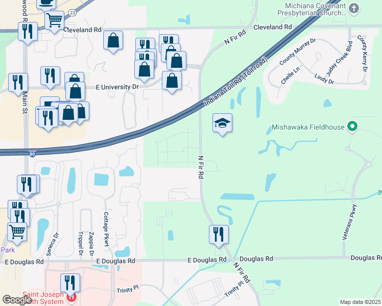map of restaurants, bars, coffee shops, grocery stores, and more near 6160 Truman Avenue in Granger