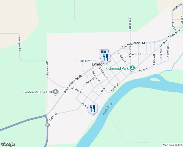 map of restaurants, bars, coffee shops, grocery stores, and more near 406 3rd Avenue East in Lyndon