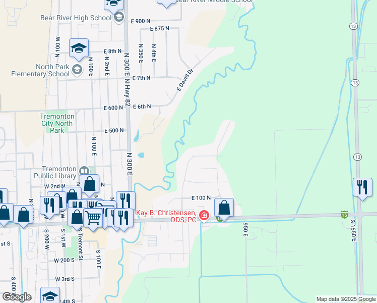 map of restaurants, bars, coffee shops, grocery stores, and more near 645 East 3rd North in Tremonton