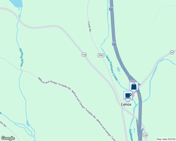 map of restaurants, bars, coffee shops, grocery stores, and more near 8732 Pennsylvania 106 in Kingsley