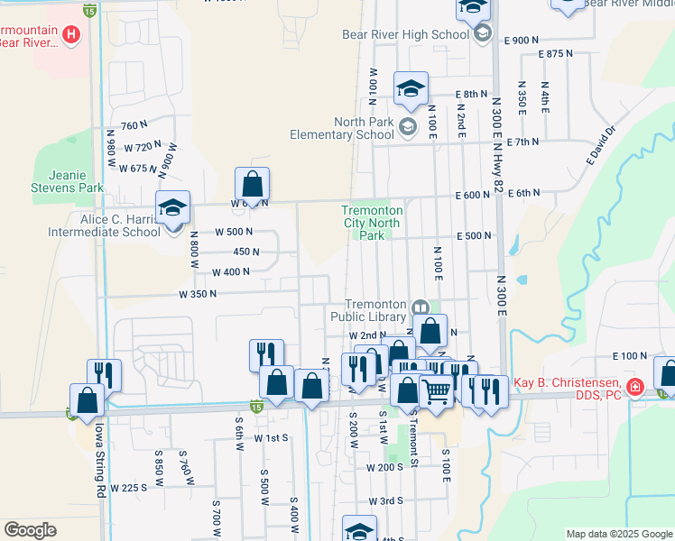 map of restaurants, bars, coffee shops, grocery stores, and more near 390 North 270 West in Tremonton
