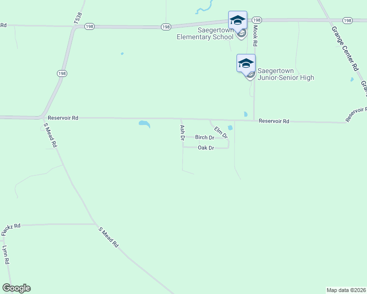 map of restaurants, bars, coffee shops, grocery stores, and more near 18400 Oak Drive in Saegertown