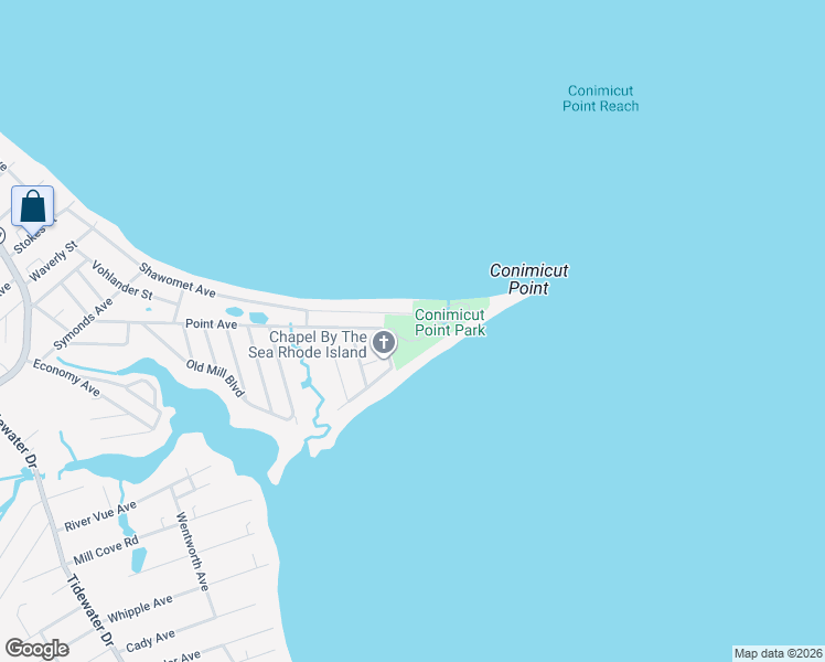 map of restaurants, bars, coffee shops, grocery stores, and more near 2 Point Avenue in Warwick