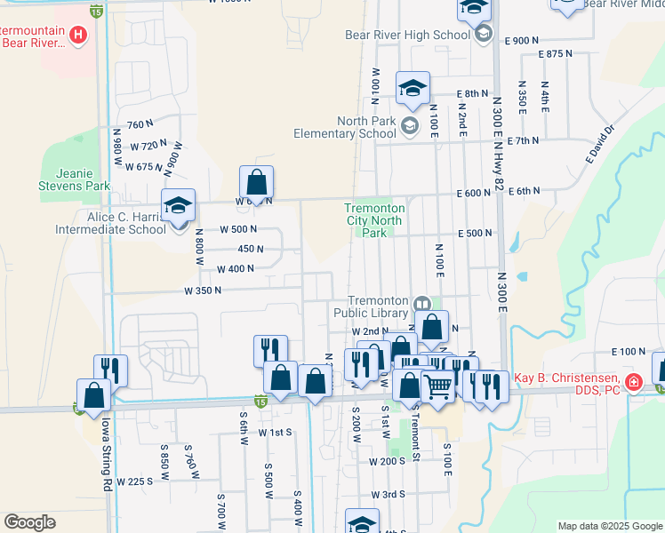 map of restaurants, bars, coffee shops, grocery stores, and more near 272 West 400 North in Tremonton