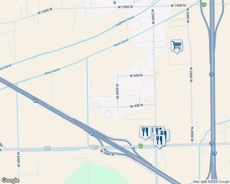 map of restaurants, bars, coffee shops, grocery stores, and more near 517 North 2650 West in Tremonton