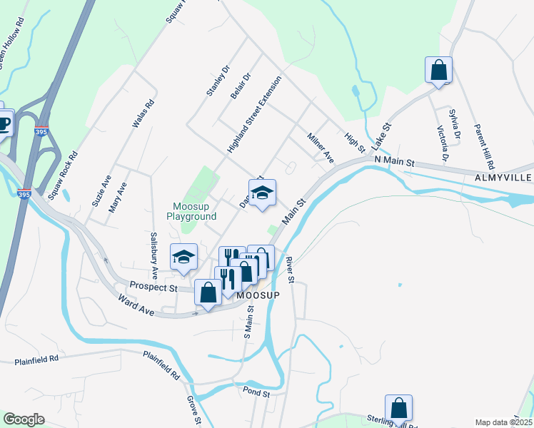 map of restaurants, bars, coffee shops, grocery stores, and more near 35 Church Street in Plainfield