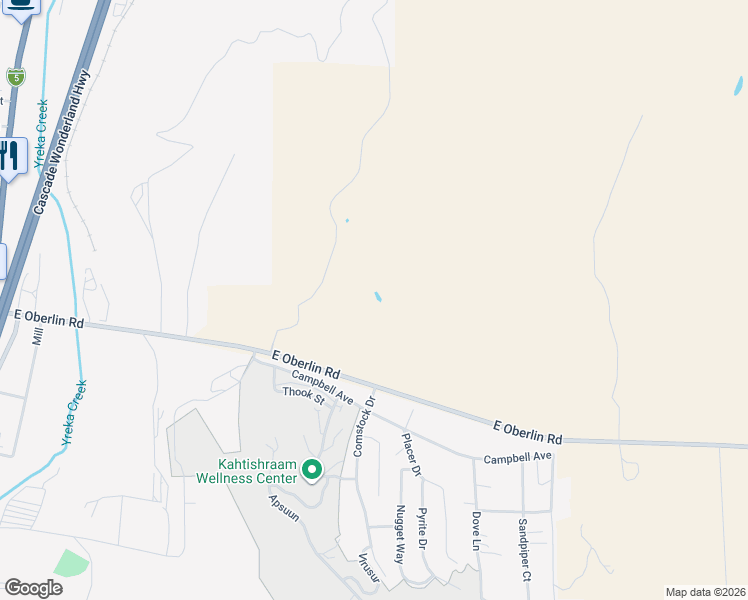 map of restaurants, bars, coffee shops, grocery stores, and more near 739 East Oberlin Road in Yreka