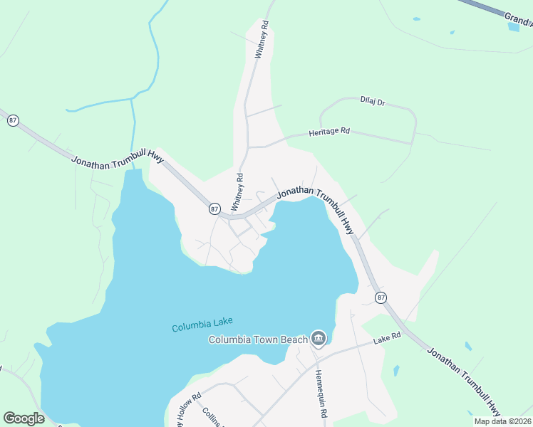 map of restaurants, bars, coffee shops, grocery stores, and more near 134 Connecticut 87 in Columbia