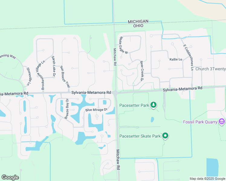 map of restaurants, bars, coffee shops, grocery stores, and more near 9110 Sylvania-Metamora Road in Sylvania