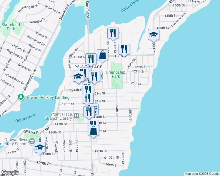 map of restaurants, bars, coffee shops, grocery stores, and more near 5202 303rd Street in Toledo