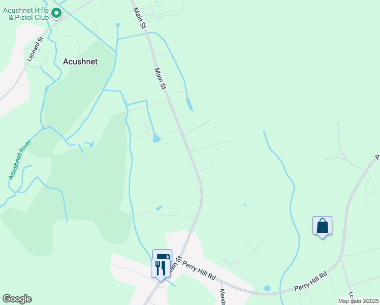 map of restaurants, bars, coffee shops, grocery stores, and more near 766 North Main Street in Acushnet