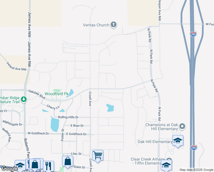 map of restaurants, bars, coffee shops, grocery stores, and more near 1500 North Croell Avenue in Tiffin