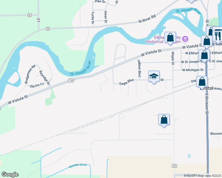 map of restaurants, bars, coffee shops, grocery stores, and more near 115 Fairway Ave in Bristol