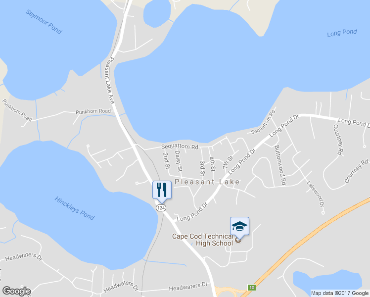 map of restaurants, bars, coffee shops, grocery stores, and more near 51 Sequattom Road in Harwich