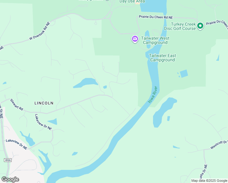 map of restaurants, bars, coffee shops, grocery stores, and more near 1 Oak Park Lane Northeast in Iowa City