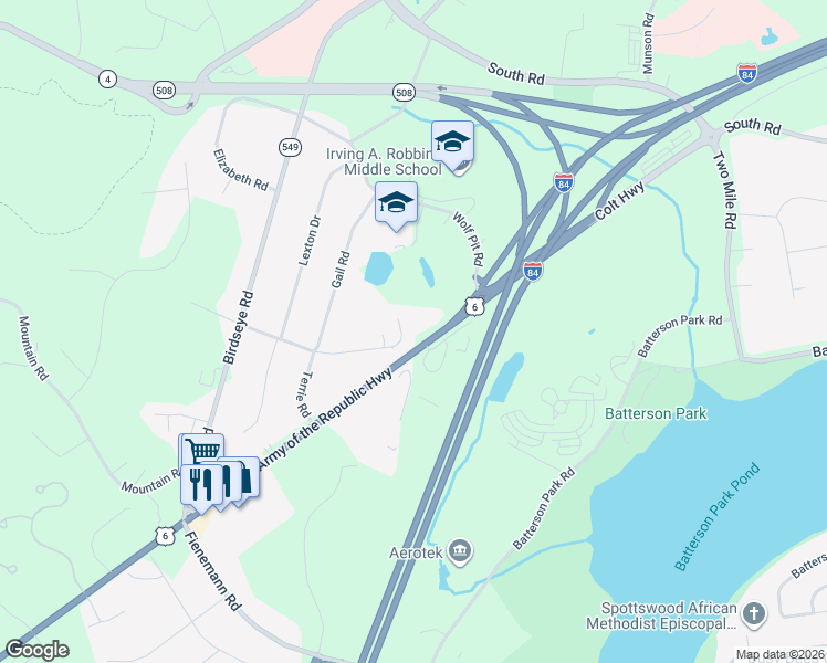 map of restaurants, bars, coffee shops, grocery stores, and more near 4 Paul Spring Hollow in Farmington
