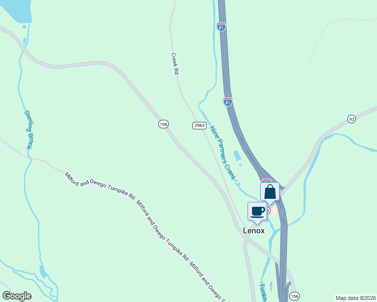 map of restaurants, bars, coffee shops, grocery stores, and more near 8732 Pennsylvania 106 in Kingsley