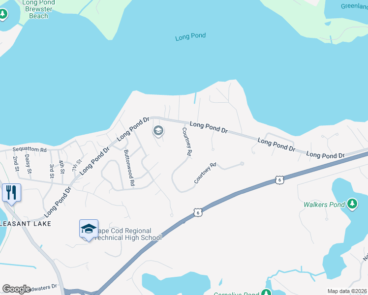 map of restaurants, bars, coffee shops, grocery stores, and more near 26 Courtney Road in Harwich