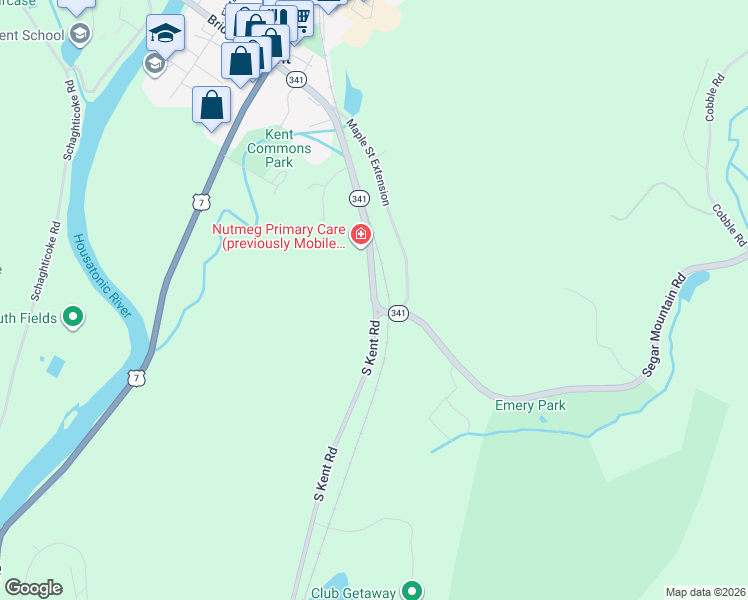 map of restaurants, bars, coffee shops, grocery stores, and more near 2 Segar Mountain Road in Kent