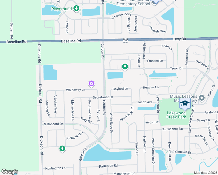 map of restaurants, bars, coffee shops, grocery stores, and more near 3054 Gaylord Lane in Montgomery
