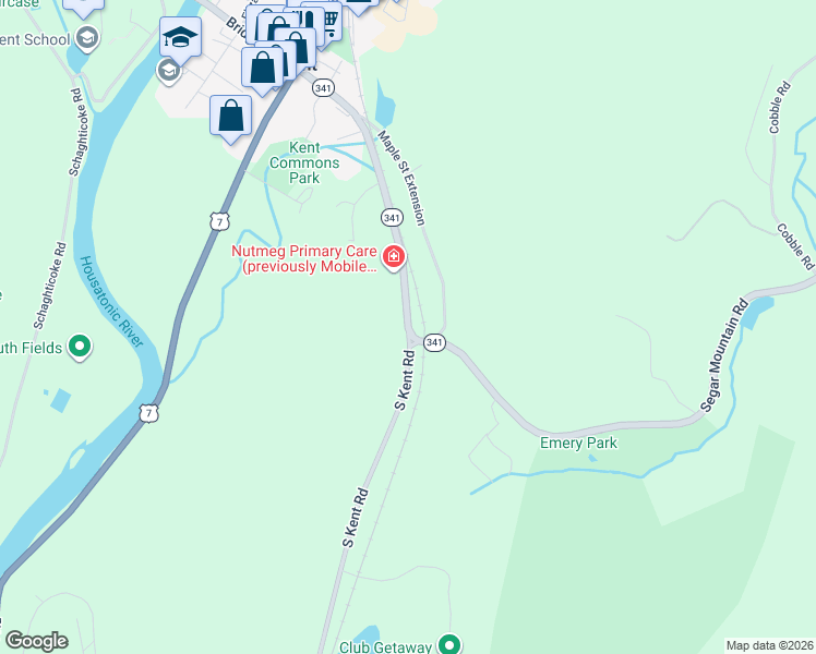 map of restaurants, bars, coffee shops, grocery stores, and more near 2 Segar Mountain Road in Kent