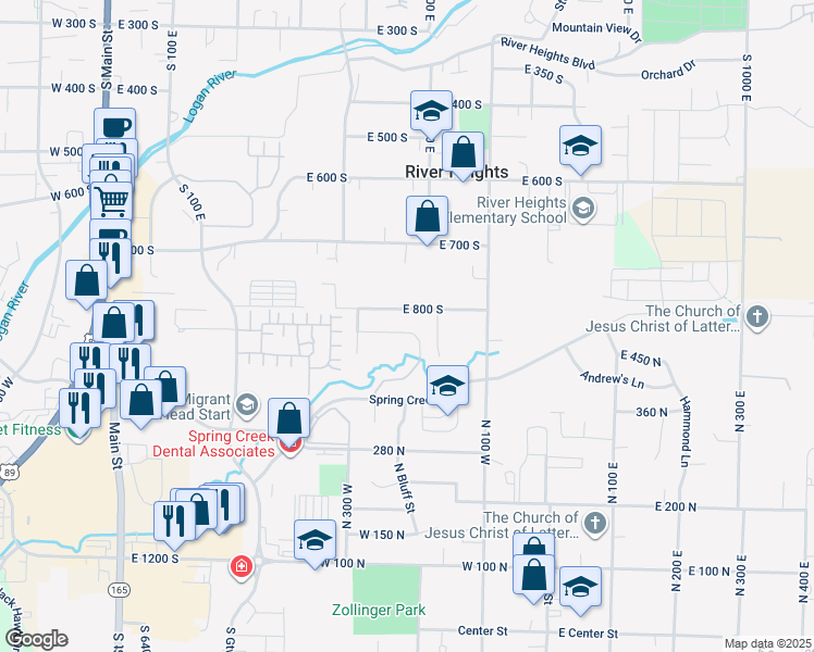 map of restaurants, bars, coffee shops, grocery stores, and more near 479 Hawthorne Drive in River Heights