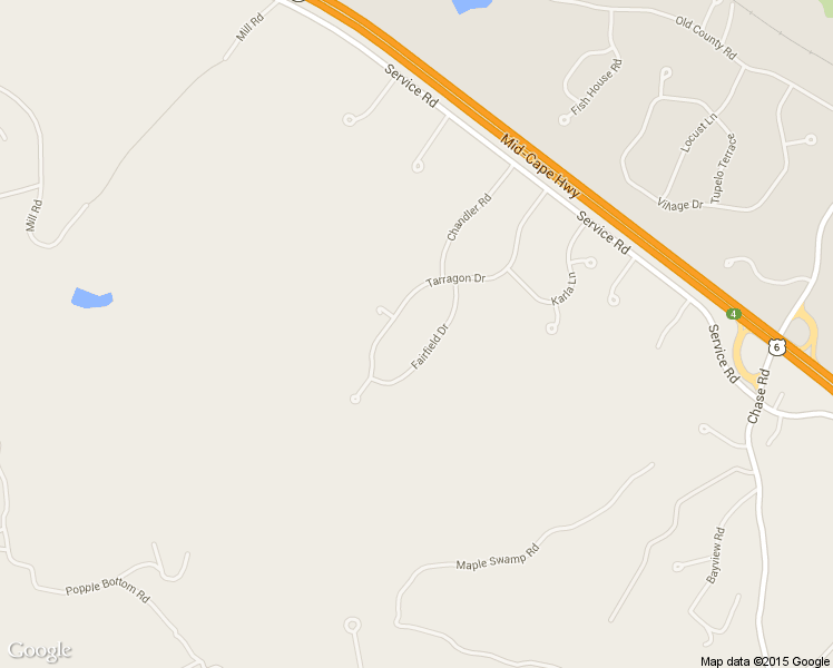 map of restaurants, bars, coffee shops, grocery stores, and more near 9 Fairfield Drive in Sandwich