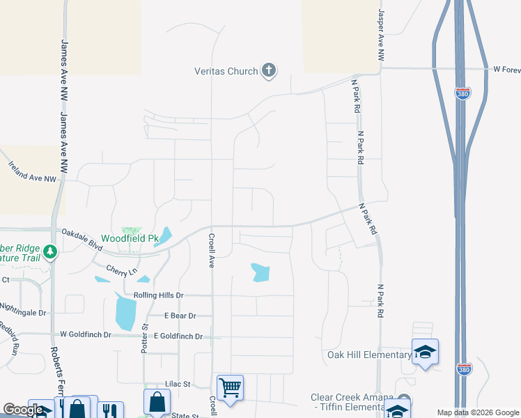 map of restaurants, bars, coffee shops, grocery stores, and more near 1500 North Croell Avenue in Tiffin