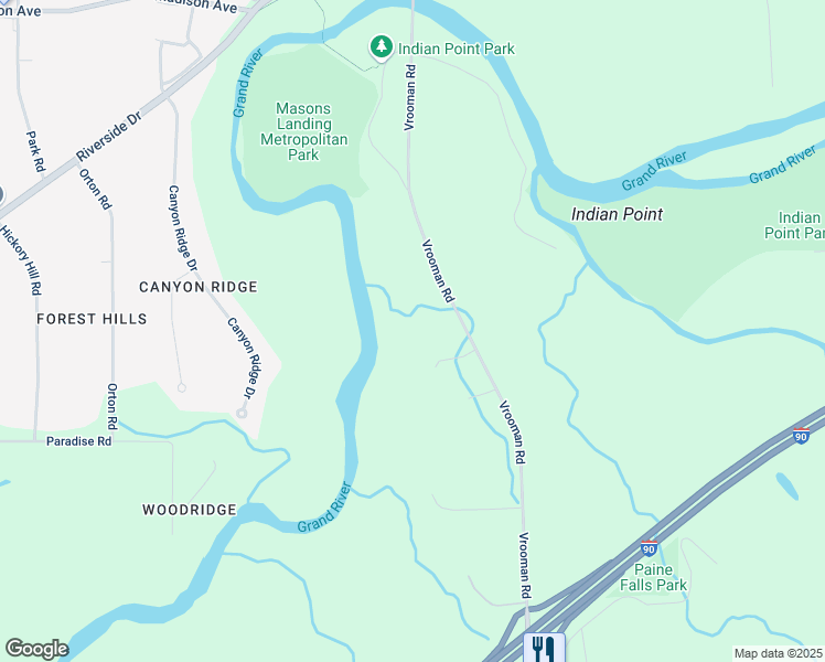 map of restaurants, bars, coffee shops, grocery stores, and more near 5566 Vrooman Road in Painesville
