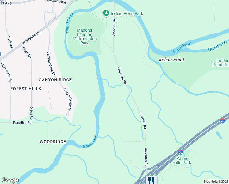 map of restaurants, bars, coffee shops, grocery stores, and more near 5566 Vrooman Road in Painesville
