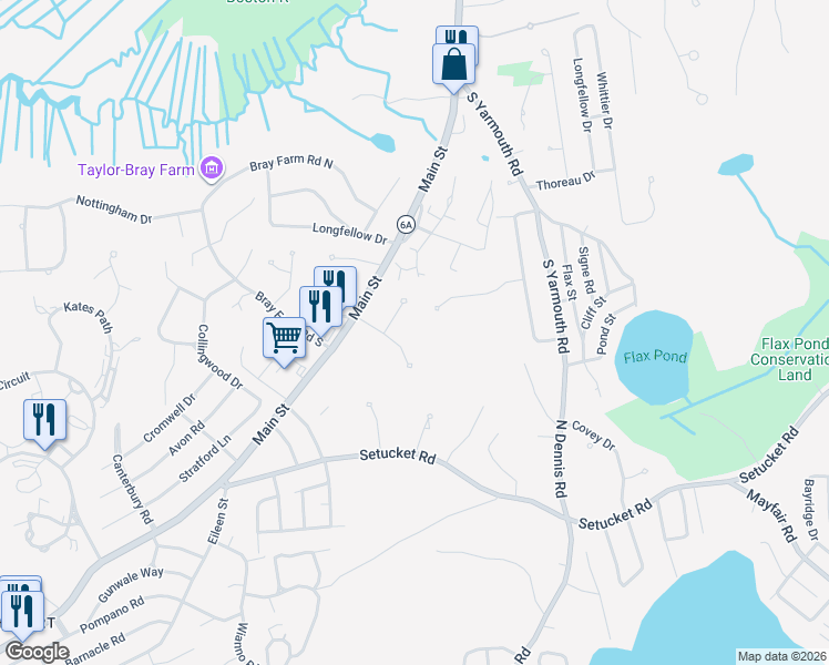 map of restaurants, bars, coffee shops, grocery stores, and more near 31 Alexander Drive in Yarmouth