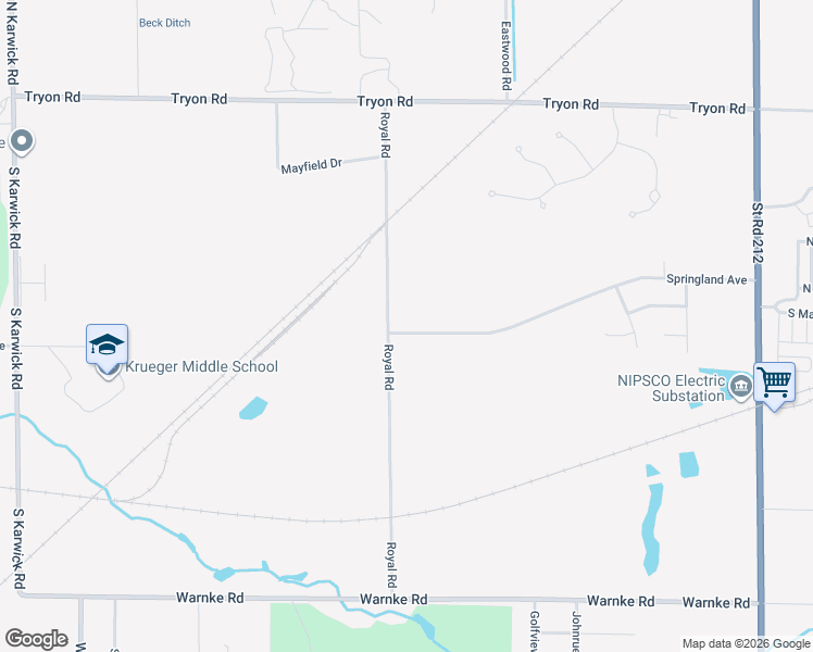 map of restaurants, bars, coffee shops, grocery stores, and more near 2709 Springland Avenue in Michigan City