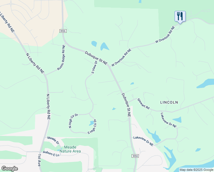 map of restaurants, bars, coffee shops, grocery stores, and more near 3868 Martin Lane Northeast in Iowa City