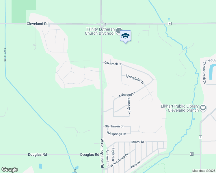 map of restaurants, bars, coffee shops, grocery stores, and more near 53480 Ash Road in Granger