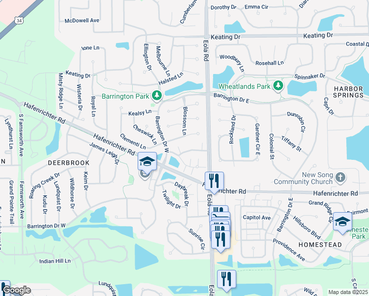 map of restaurants, bars, coffee shops, grocery stores, and more near 2379 Avalon Court in Aurora