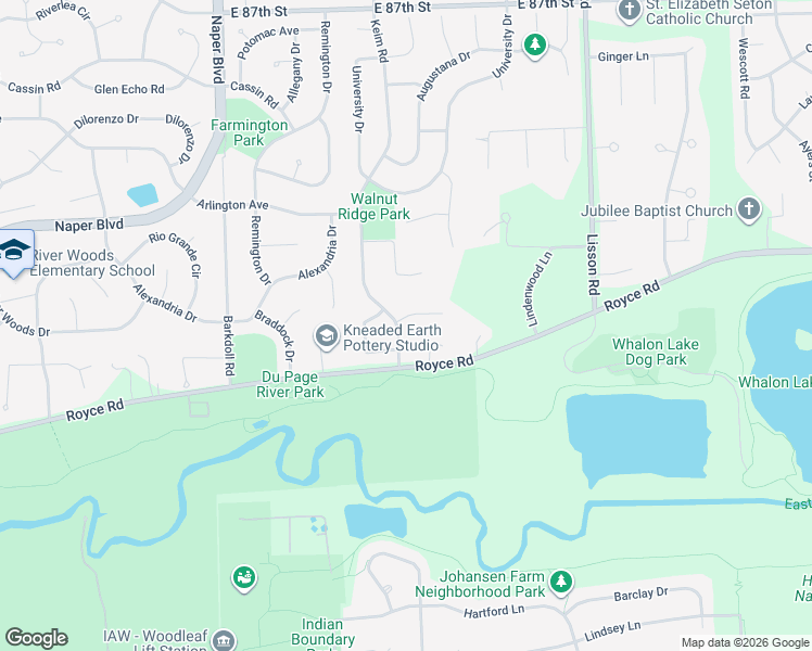 map of restaurants, bars, coffee shops, grocery stores, and more near 1003 Shimer Court in Naperville