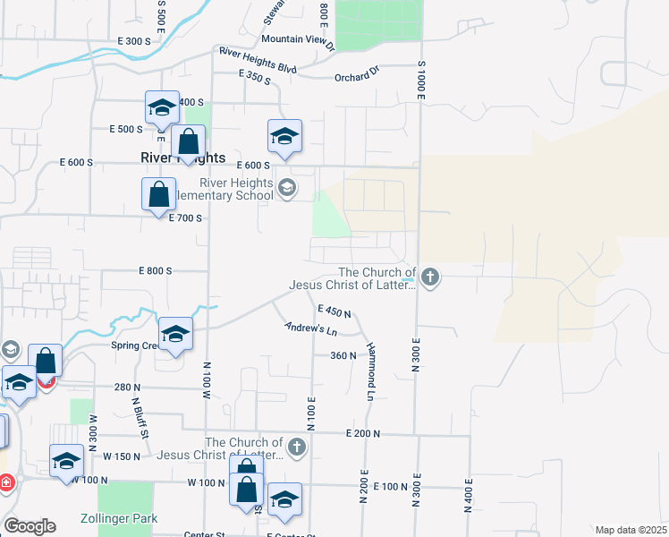 map of restaurants, bars, coffee shops, grocery stores, and more near 152 East 520 North in Logan